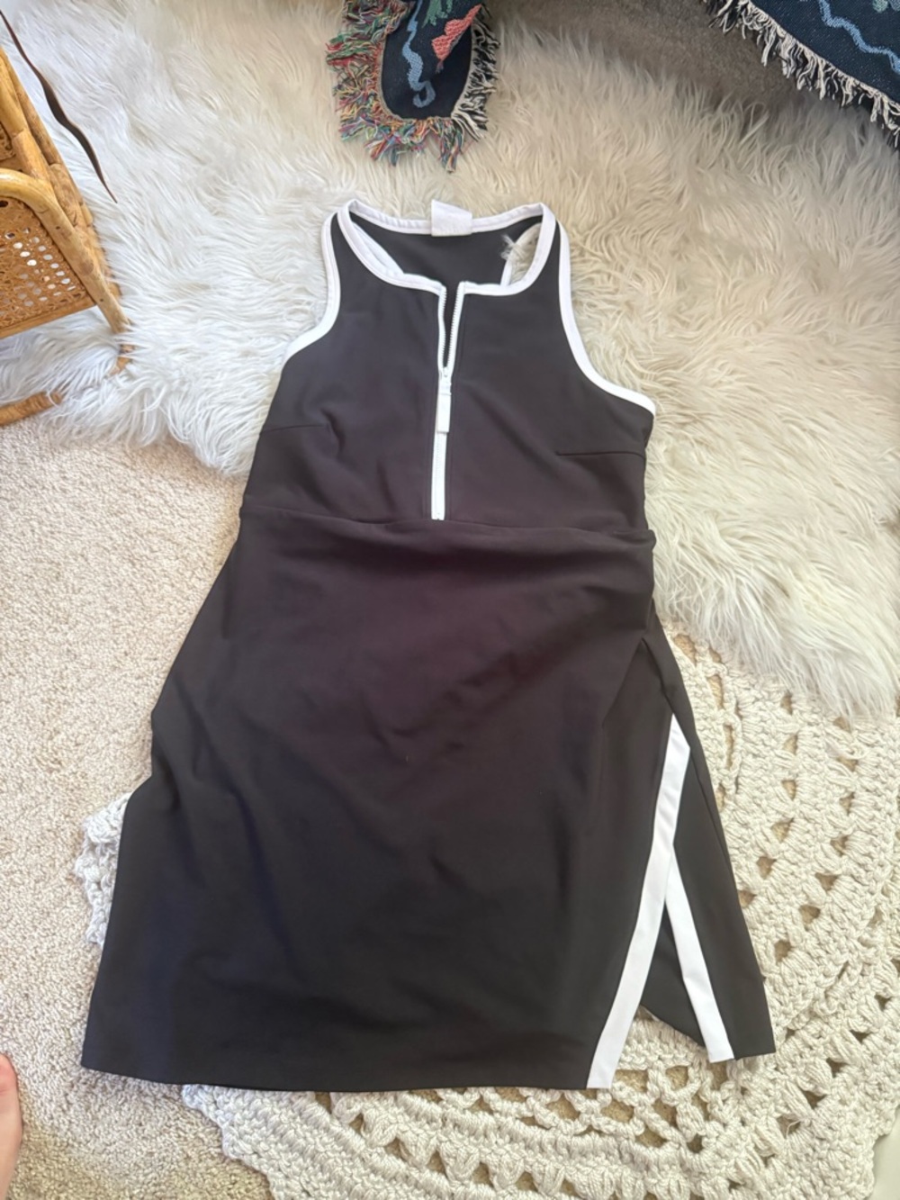 Sage Collective Black & White Racerback Fitness Dress w/ Shorts L